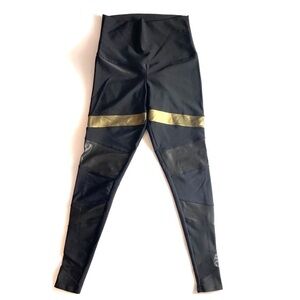 Onzie Mesh Gold & Black High Waist Leggings SZ XS